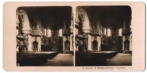 Stereo-Fotografie NPG, Berlin-Steglitz, Ansicht München, St. Michaelis-Hofkirche Innenansicht