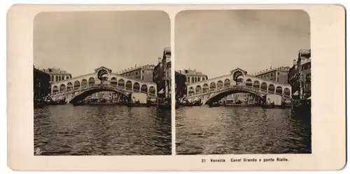 Stereo-Fotografie NPG, Berlin-Steglitz, Ansicht Venedig / Venezia, Canal Grande e Ponte Rialto