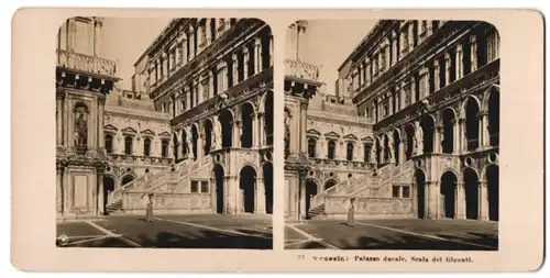 Stereo-Fotografie NPG, Berlin-Steglitz, Ansicht Venedig / Venezia, palazzo ducale, Scala dei Giganti