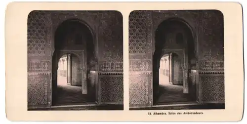 Stereo-Fotografie Peter B. Wearing, Leamington Spa / Warwickshire, Ansicht Granada, Alhambra, Saal der Gesandten