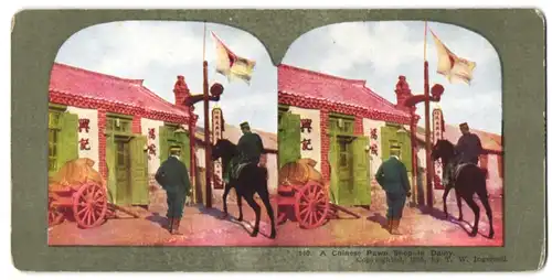 Stereo-Fotografie T.W. Ingersoll, Ansicht Dalny / China, Chinese Pawn Shop