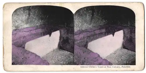 Stereo-Fotografie unbekannter Fotograf, Ansicht New Calvary / Palestina, Interior Christ's Tomb