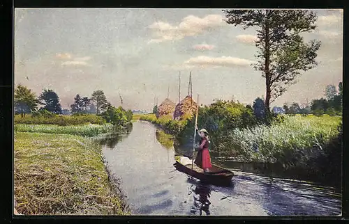 Künstler-AK Photochromie Serie 281, Nr. 4349: Gondelfahrt auf einem Fluss