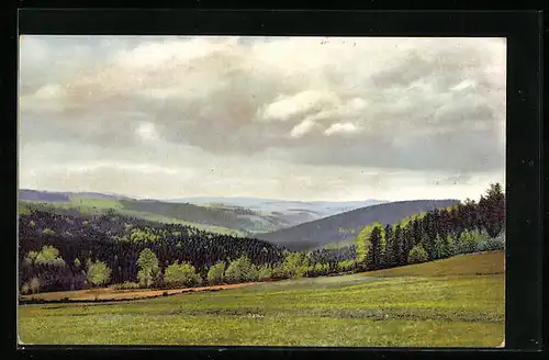 Künstler-AK Photochromie Serie III, Frühlingsstimmung am Geisingberg