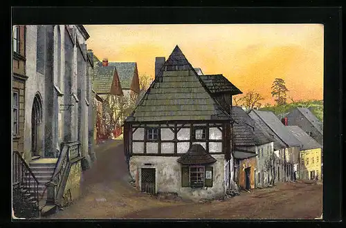 Künstler-AK Photochromie Serie III, Ortspartie in Graupen