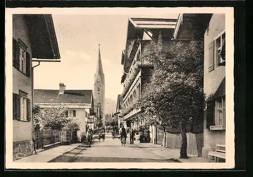 AK Oberstdorf, Partie in der Kirchstrasse, Kirche