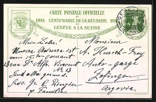 Künstler-AK Genève, Réjouissances publiques à Plainpalais 1814, Centenaire de la Réunion 1814-1914