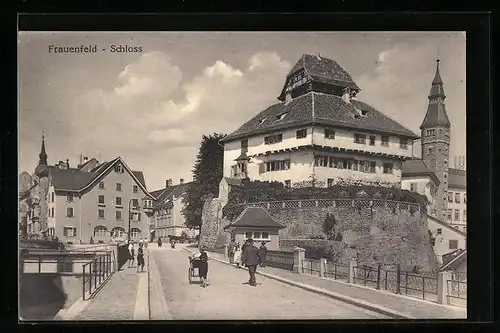 AK Frauenfeld, Passanten vor dem Schloss