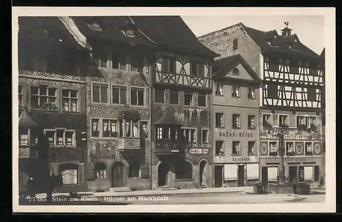 AK Stein am Rhein, Häuser am Marktplatz mit Bazar z. Meise