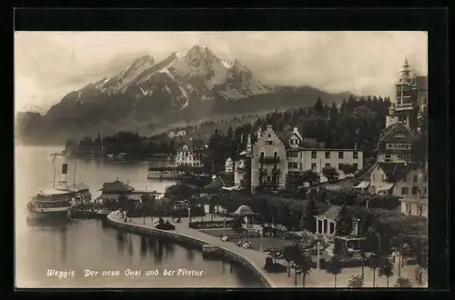 AK Weggis, neuer Quai und Pilatus