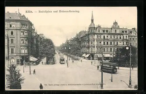 AK Köln, Rudolfplatz mit Strassenbahnen