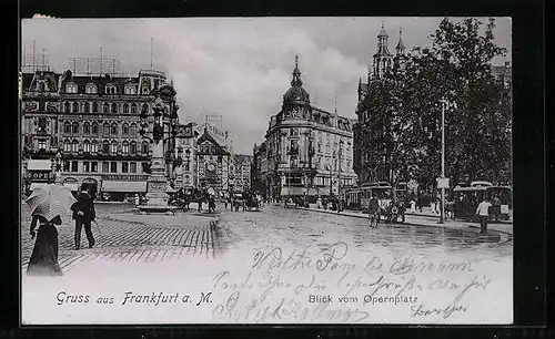 AK Frankfurt a. M., Opernplatz mit Strassenbahnen