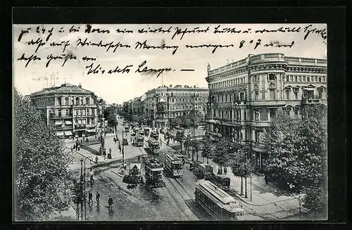 AK Berlin, Strassenbahnverkehr auf der Potsdamer Brücke