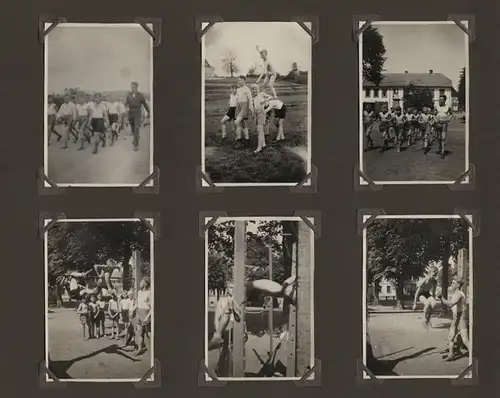 Fotoalbum mit 53 Fotografien Leibesertüchtigung junger Knaben, Kindersport Lager, Gasthof Spellerberg