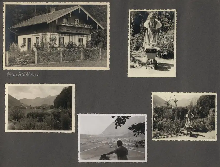 Fotoalbum mit 175 Fotografien, Ansicht Unterwössen, 1939 Mädchen Hildegard im Chiemgau, Landschaften, Mode der zeit 2