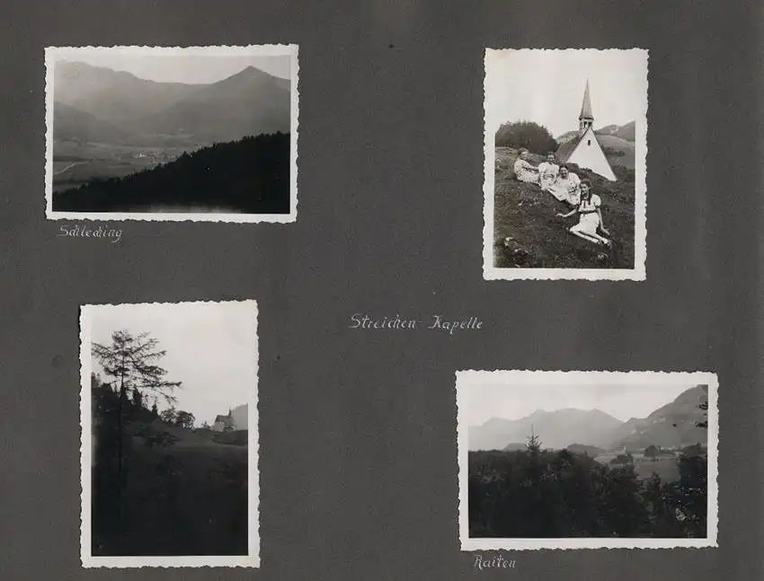 Fotoalbum mit 175 Fotografien, Ansicht Unterwössen, 1939 Mädchen Hildegard im Chiemgau, Landschaften, Mode der zeit 22