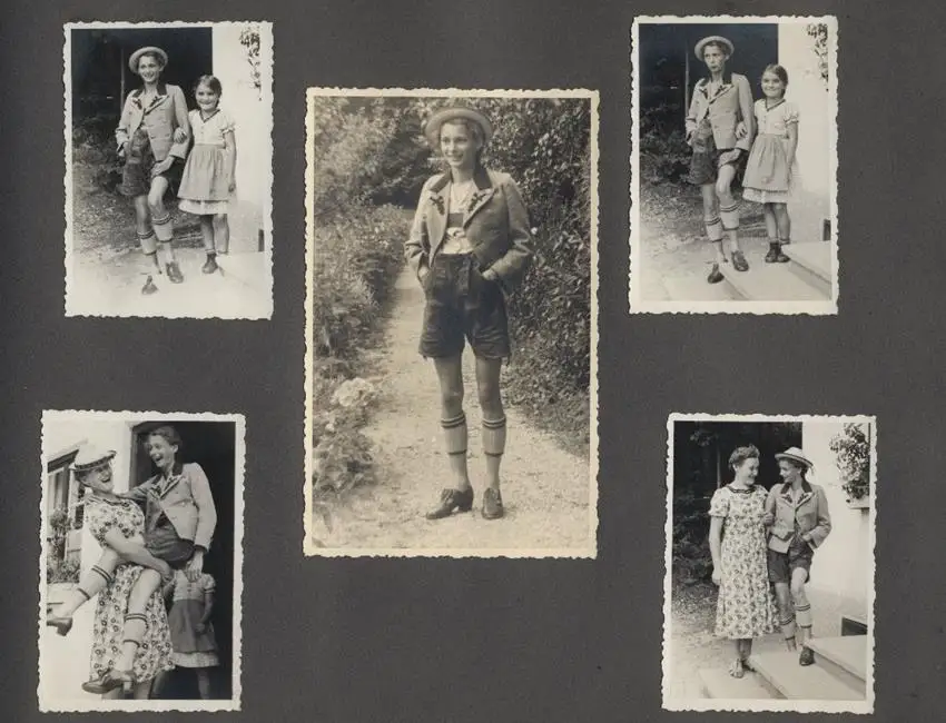 Fotoalbum mit 175 Fotografien, Ansicht Unterwössen, 1939 Mädchen Hildegard im Chiemgau, Landschaften, Mode der zeit 44