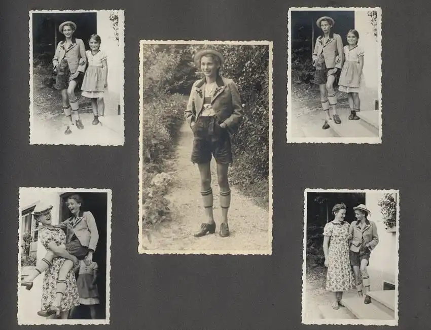 Fotoalbum mit 175 Fotografien, Ansicht Unterwössen, 1939 Mädchen Hildegard im Chiemgau, Landschaften, Mode der zeit 44