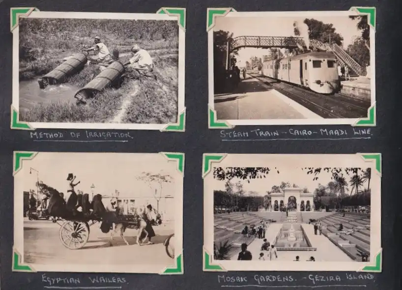 Fotoalbum mit 111 Fotografien ca. 1930, Ansicht Kairo, Handwerk, Markthändler, Sphinx, Metro Cinema, Tracht, Strassenbahn 10