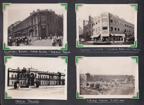 Fotoalbum mit 111 Fotografien ca. 1930, Ansicht Kairo, Handwerk, Markthändler, Sphinx, Metro Cinema, Tracht, Strassenbahn