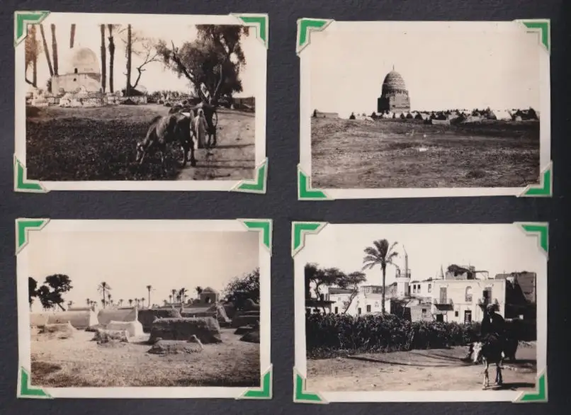 Fotoalbum mit 111 Fotografien ca. 1930, Ansicht Kairo, Handwerk, Markthändler, Sphinx, Metro Cinema, Tracht, Strassenbahn 18