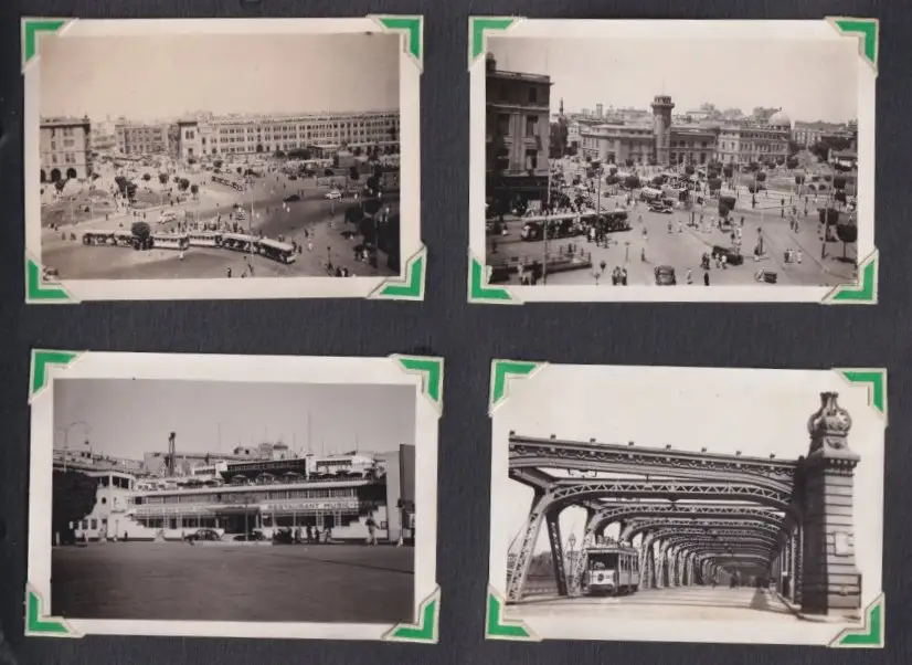 Fotoalbum mit 111 Fotografien ca. 1930, Ansicht Kairo, Handwerk, Markthändler, Sphinx, Metro Cinema, Tracht, Strassenbahn 19