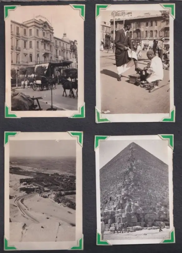 Fotoalbum mit 111 Fotografien ca. 1930, Ansicht Kairo, Handwerk, Markthändler, Sphinx, Metro Cinema, Tracht, Strassenbahn 20