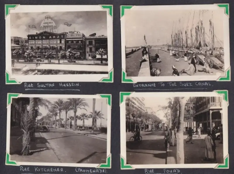 Fotoalbum mit 111 Fotografien ca. 1930, Ansicht Kairo, Handwerk, Markthändler, Sphinx, Metro Cinema, Tracht, Strassenbahn 23