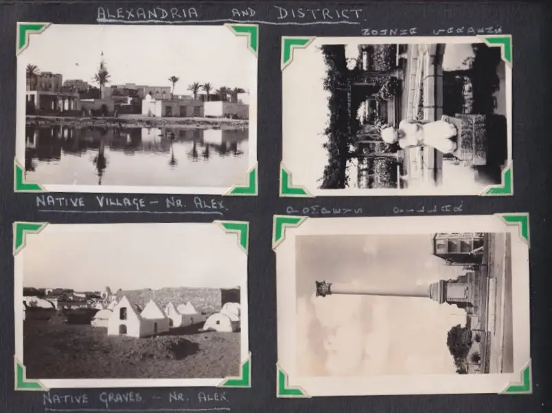 Fotoalbum mit 111 Fotografien ca. 1930, Ansicht Kairo, Handwerk, Markthändler, Sphinx, Metro Cinema, Tracht, Strassenbahn 24