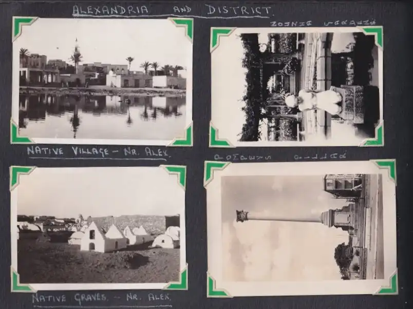 Fotoalbum mit 111 Fotografien ca. 1930, Ansicht Kairo, Handwerk, Markthändler, Sphinx, Metro Cinema, Tracht, Strassenbahn 24