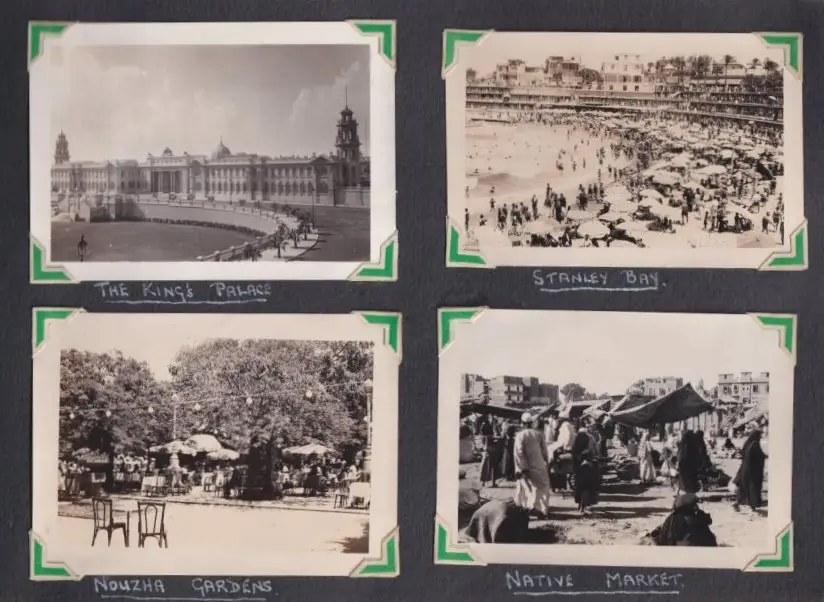 Fotoalbum mit 111 Fotografien ca. 1930, Ansicht Kairo, Handwerk, Markthändler, Sphinx, Metro Cinema, Tracht, Strassenbahn 25