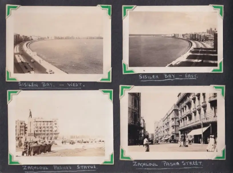 Fotoalbum mit 111 Fotografien ca. 1930, Ansicht Kairo, Handwerk, Markthändler, Sphinx, Metro Cinema, Tracht, Strassenbahn 26