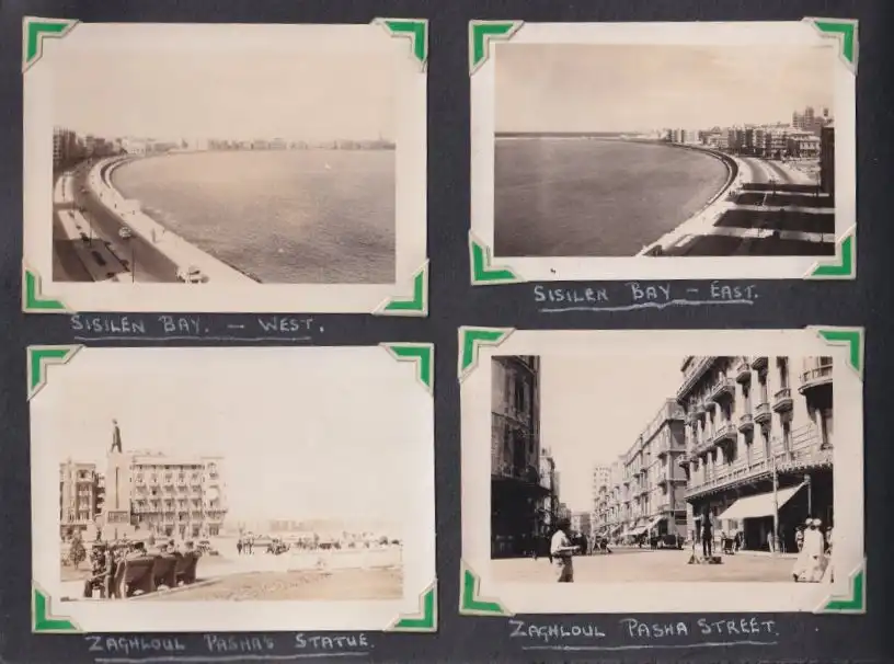 Fotoalbum mit 111 Fotografien ca. 1930, Ansicht Kairo, Handwerk, Markthändler, Sphinx, Metro Cinema, Tracht, Strassenbahn 26