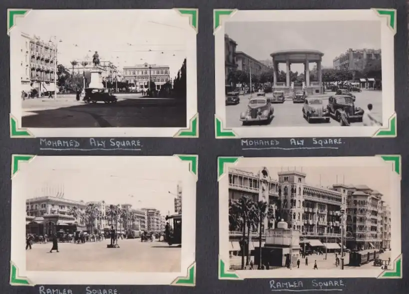 Fotoalbum mit 111 Fotografien ca. 1930, Ansicht Kairo, Handwerk, Markthändler, Sphinx, Metro Cinema, Tracht, Strassenbahn 27