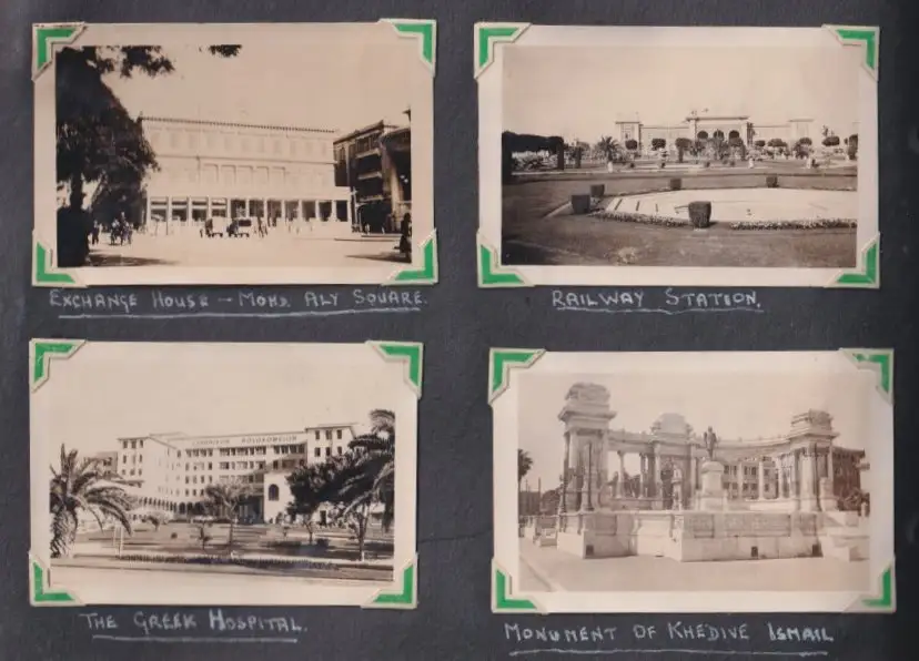 Fotoalbum mit 111 Fotografien ca. 1930, Ansicht Kairo, Handwerk, Markthändler, Sphinx, Metro Cinema, Tracht, Strassenbahn 28