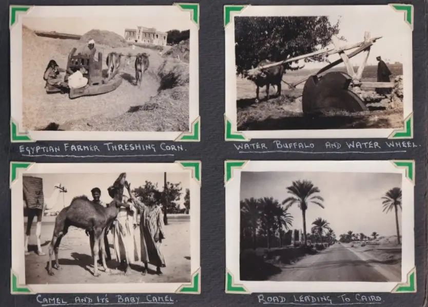 Fotoalbum mit 111 Fotografien ca. 1930, Ansicht Kairo, Handwerk, Markthändler, Sphinx, Metro Cinema, Tracht, Strassenbahn 6