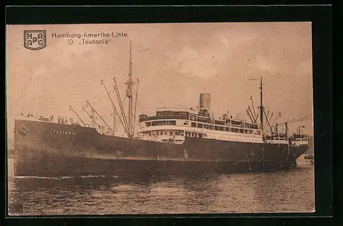 AK Passagierschiff Teutonia der Hamburg-Amerika-Linie im Hafen