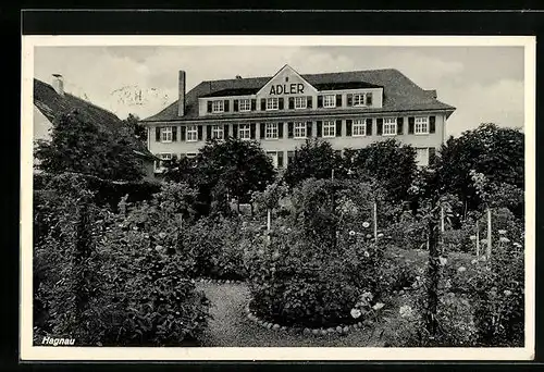 AK Hagnau, Hotel Adler, Gartenansicht