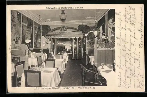 AK Berlin, Restaurant Im weissen Rössl, Mohrenstr. 56, Innenansicht