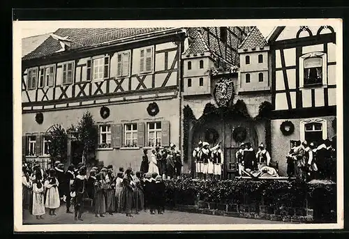 AK Münnerstadt, Szene aus dem Heimatfestspiel Die Schutzfrau von Münnerstadt