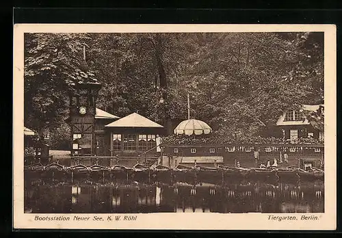 AK Berlin-Tiergarten, Bootsstation und Gasthaus Neuer See im Tiergarten