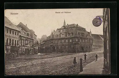 AK Nossen, Markt mit Rathaus