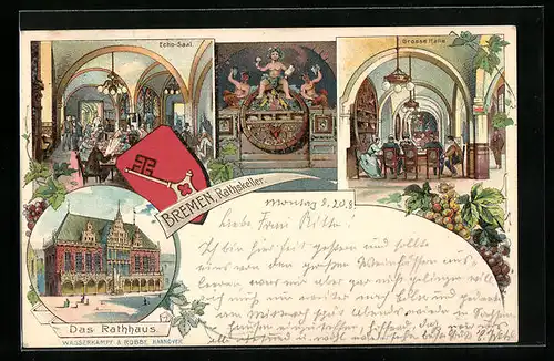 Lithographie Bremen, Rathhaus und Rathskeller