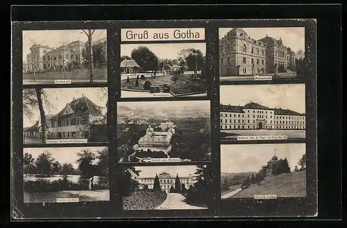 AK Gotha, Staatskasse, Schloss und Museum, Arnoldiplatz