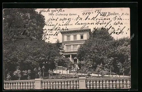 AK Baden, Villa Erzherzog Rainer