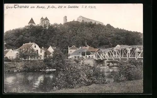 AK Gars-Thunau am Kamp, Uferpartie mit Brücke