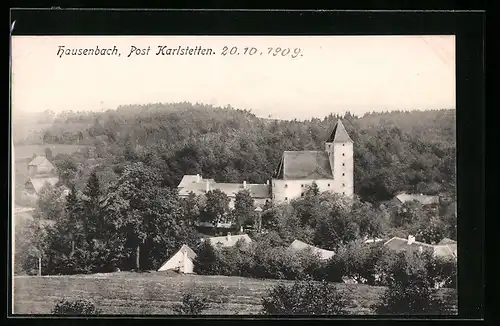 AK Karlstetten-Hausenbach, Ortspartie mit Kirche