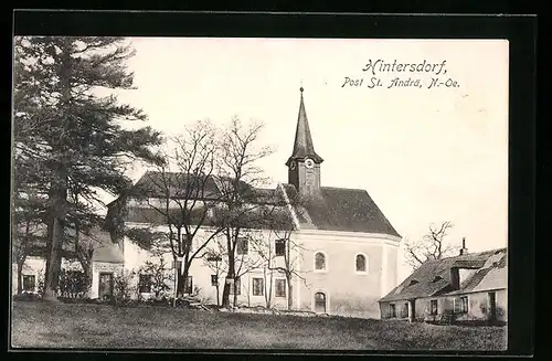 AK St. Andrä-Hintersdorf, Ortspartie mit Kirche