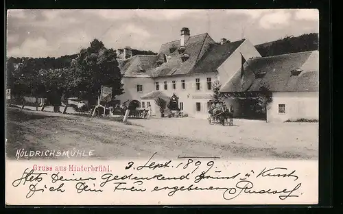 AK Hinterbrühl, Strassenpartie mit Gasthaus Höldrichsmühle