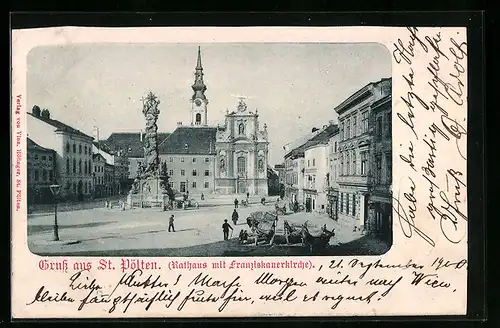 AK St. Pölten, Rathaus mit Franziskanerkirche